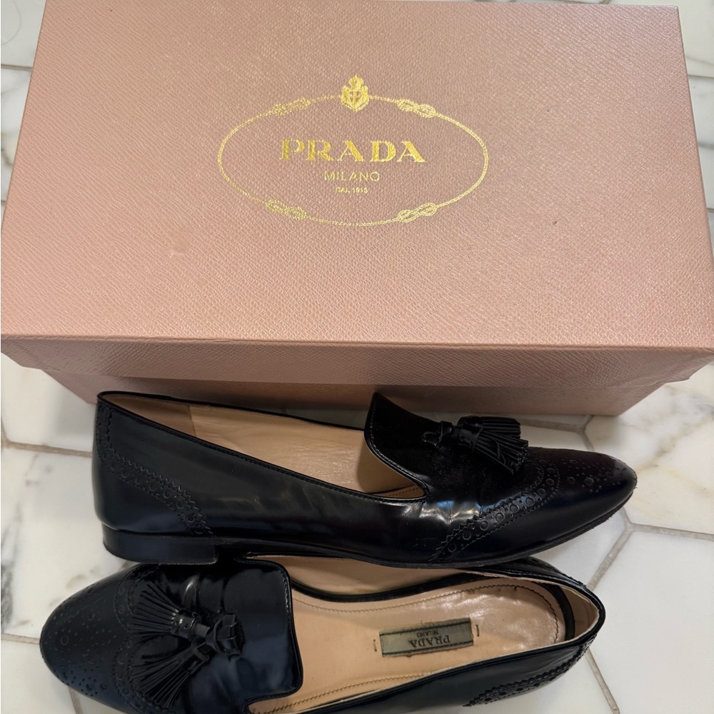 Prada Women's Black Leather Loafers - Picture 2 of 3
